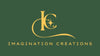 Gold logo and text 'Imagination Creations' on a green background
