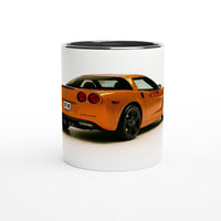 Load image into Gallery viewer, Mug with an orange sports car design on a white background
