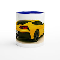 Load image into Gallery viewer, Mug with a yellow sports car design on a white background
