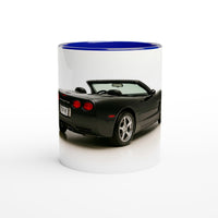 Load image into Gallery viewer, Mug with a black convertible car design on a white background
