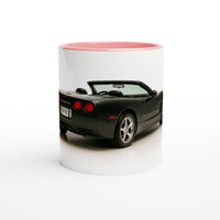 Load image into Gallery viewer, Mug with a black car design on a white background
