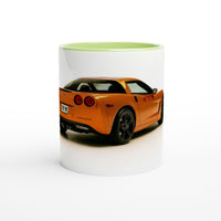 Load image into Gallery viewer, Mug with an orange sports car design on a white background
