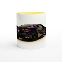 Load image into Gallery viewer, Mug with a purple sports car design on a white background
