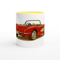 Load image into Gallery viewer, Mug with a red car design on a white background
