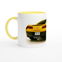 Load image into Gallery viewer, Mug with a Corvette car design on a white background
