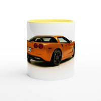 Load image into Gallery viewer, Mug with an orange sports car design on a white background
