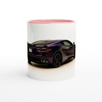 Load image into Gallery viewer, Mug with a purple sports car design on a white background
