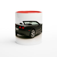 Load image into Gallery viewer, Mug with a black car design on a white background
