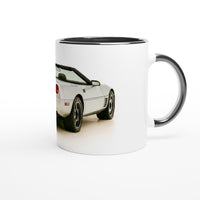 Load image into Gallery viewer, Mug with a car design on a white background
