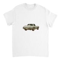 Load image into Gallery viewer, White t-shirt with a vintage car graphic on a white background
