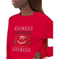 Load image into Gallery viewer, Red sweatshirt with &#39;Santa Claws&#39; design featuring a lobster wearing a Santa hat on a white background.
