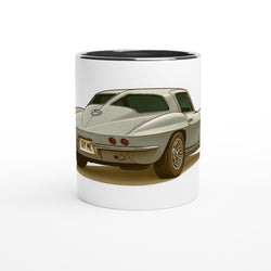 Mug with a vintage car design on a white background