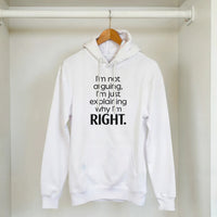 Load image into Gallery viewer, White hoodie with text on a hanger against a white background
