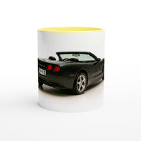 Load image into Gallery viewer, Mug with a black car design on a white background
