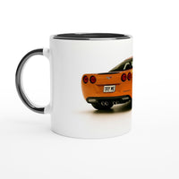 Load image into Gallery viewer, Mug with a car design on a white background
