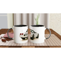 Load image into Gallery viewer, Two mugs with car designs on a checkered tablecloth.
