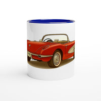 Load image into Gallery viewer, Mug with a red car design on a white background
