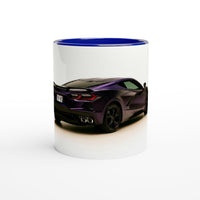Load image into Gallery viewer, Mug with a purple sports car design on a white background
