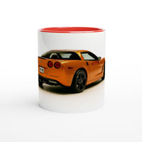 Load image into Gallery viewer, Mug with an orange sports car design on a white background
