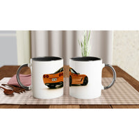 Load image into Gallery viewer, Two mugs with orange cars printed on them on a checkered tablecloth.
