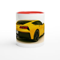 Load image into Gallery viewer, Mug with a yellow sports car design on a white background

